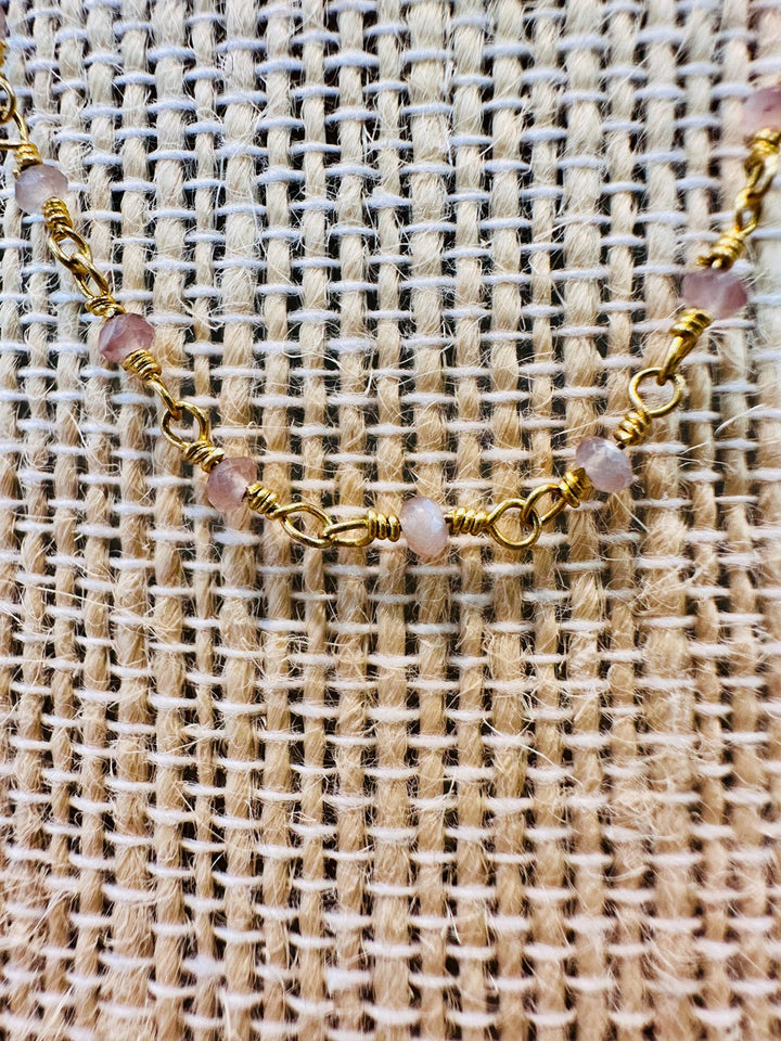 Marit Rae Jewelry - Gemstone Beaded Chain Necklace - Mocha Moonstone