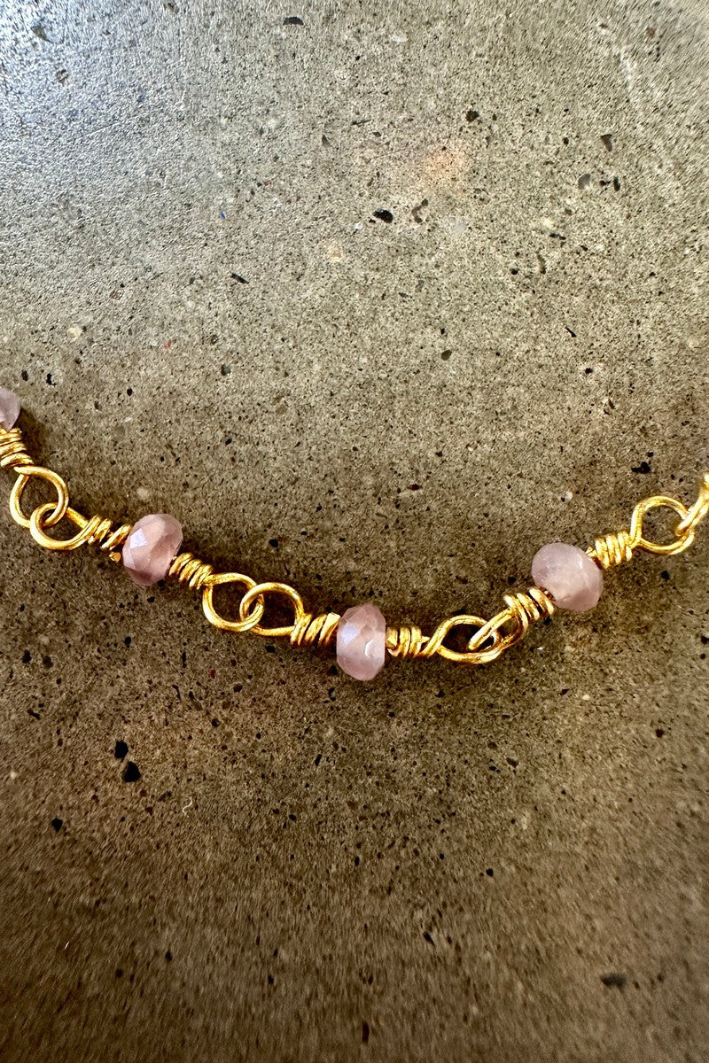 Marit Rae Jewelry - Gemstone Beaded Chain Necklace - Mocha Moonstone