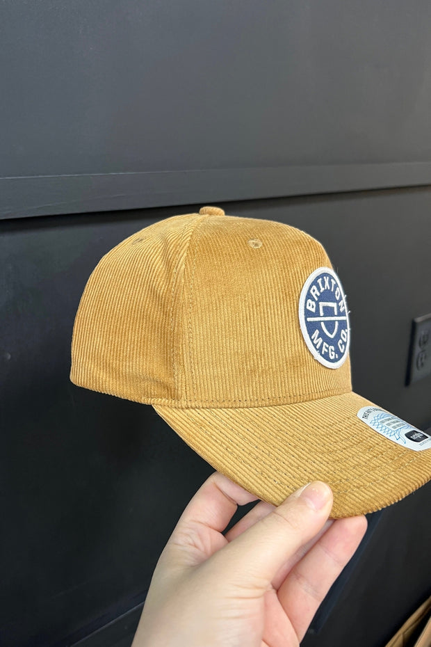 Brixton - Crest C Netplus MP Snapback in Golden Brown Cord