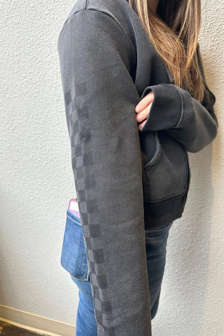 FASTHOUSE - Women's Discord Overdyed Heavyweight Crop Zip-Up in Overdyed Black