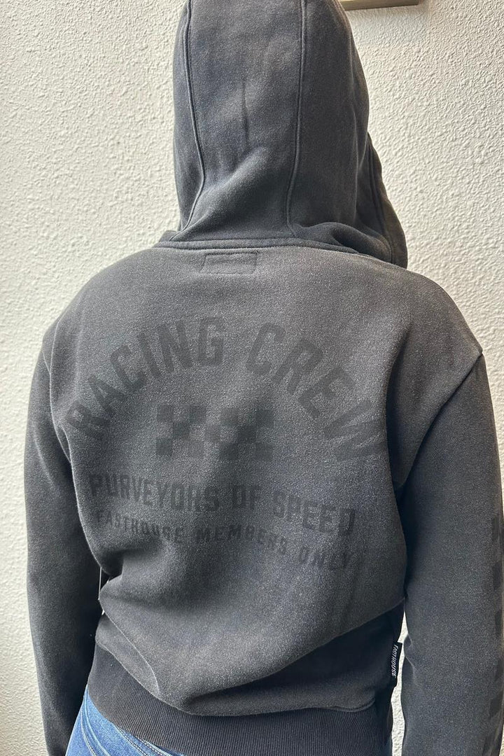 FASTHOUSE - Women's Discord Overdyed Heavyweight Crop Zip-Up in Overdyed Black