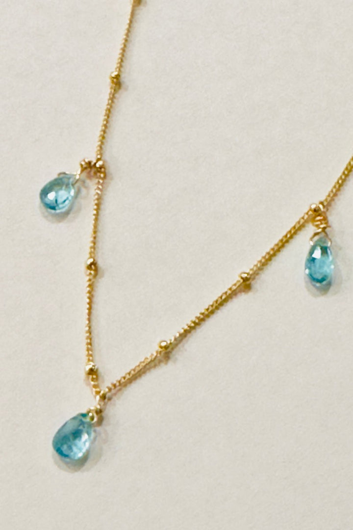 Blue Copper Jewelry - 8 Stone Necklace in 14k Gold Filled with AAA Rated Stones 16 to 18in Adjustable