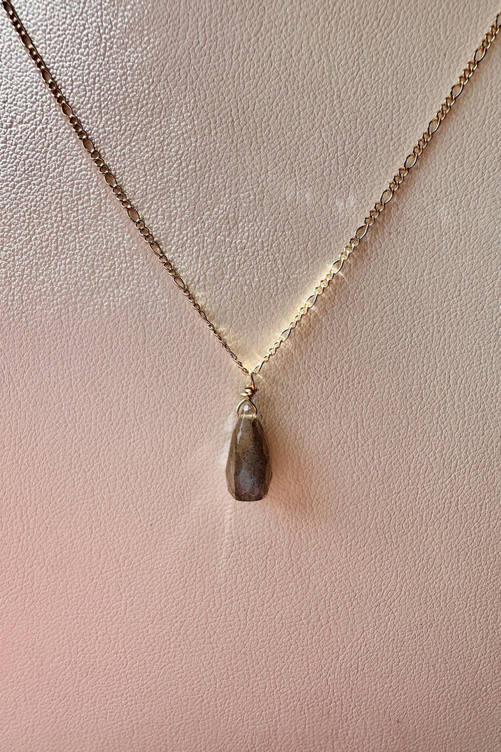 Blue Copper Jewelry - Labradorite 17" Solid 10K Gold Necklace