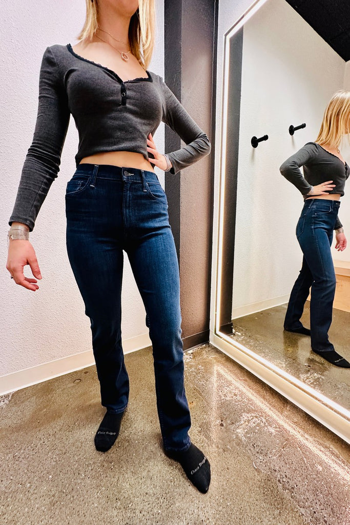 デニム・ジーパン Mother \"Rider Skimp\" jeans High Waisted Rider Skimp Fray - Indecent Exposure | MOTHER DENIM