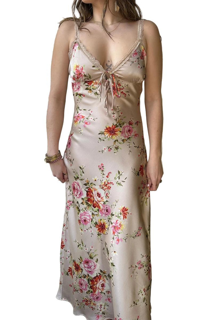 Dress Forum -  Serene Echo Lace Trim Maxi Dress in Desert Rosette