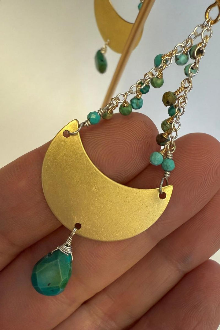Nicole's Necessities - Turquoise and Gold Vermilion Dangle Earrings
