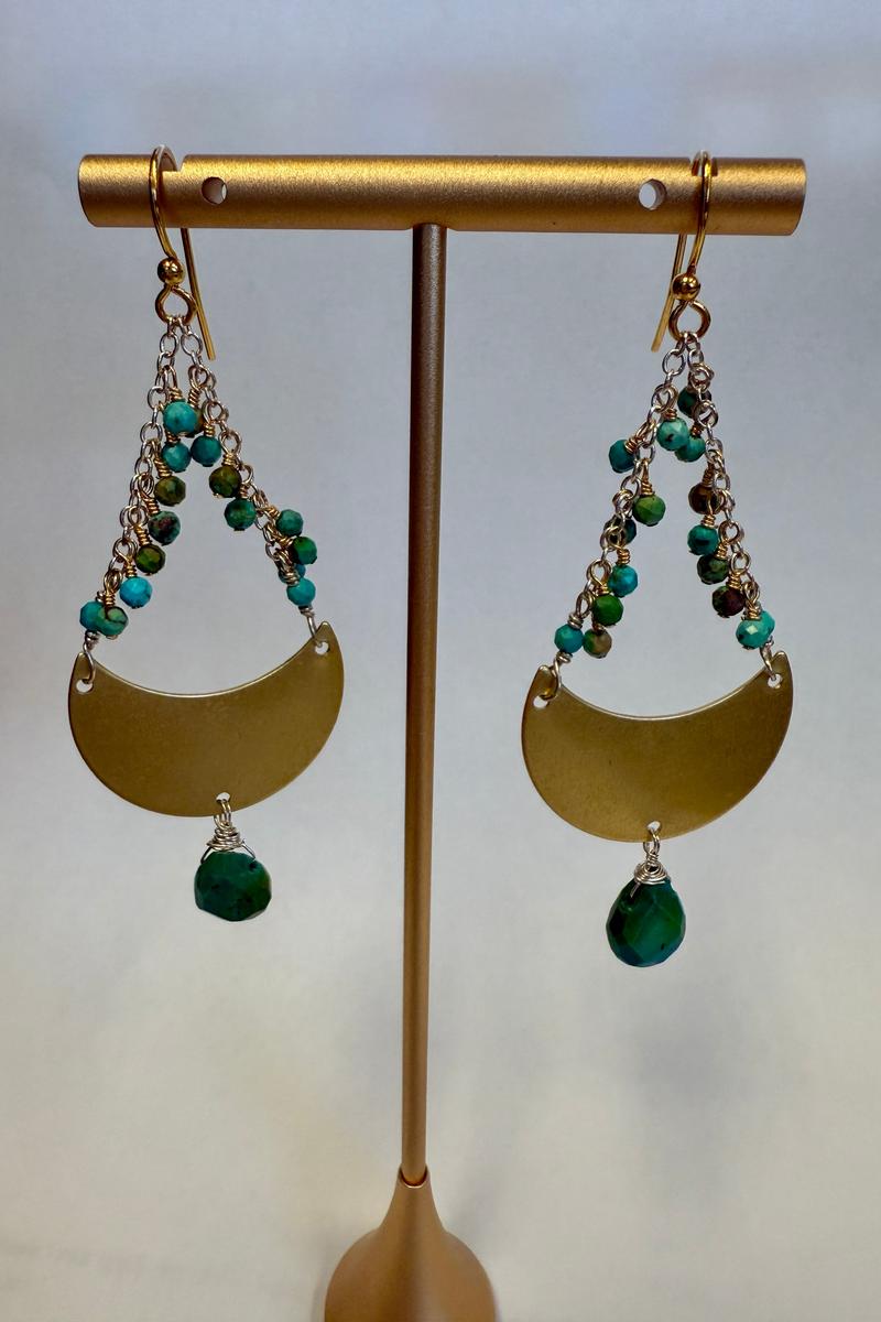 Nicole's Necessities - Turquoise and Gold Vermilion Dangle Earrings
