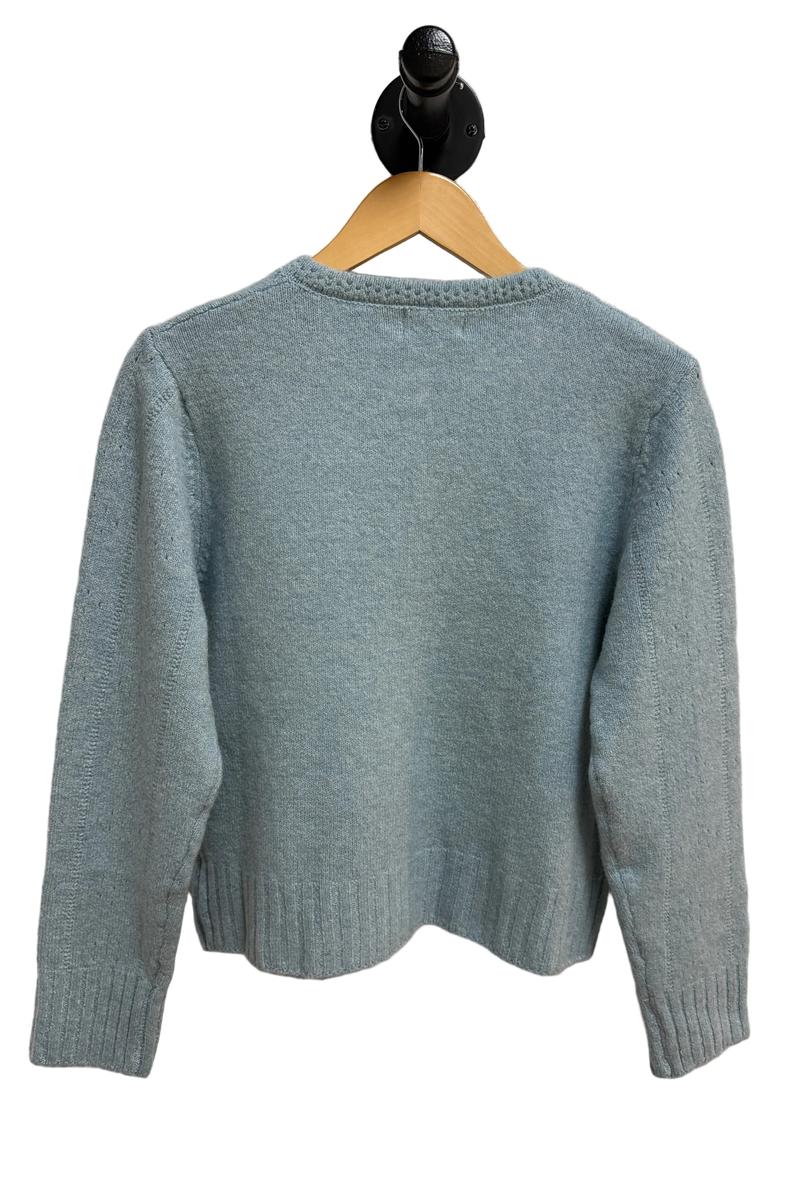 Urban Daizy - Lace Trim Wool Blend Cardigan in Pastel Blue