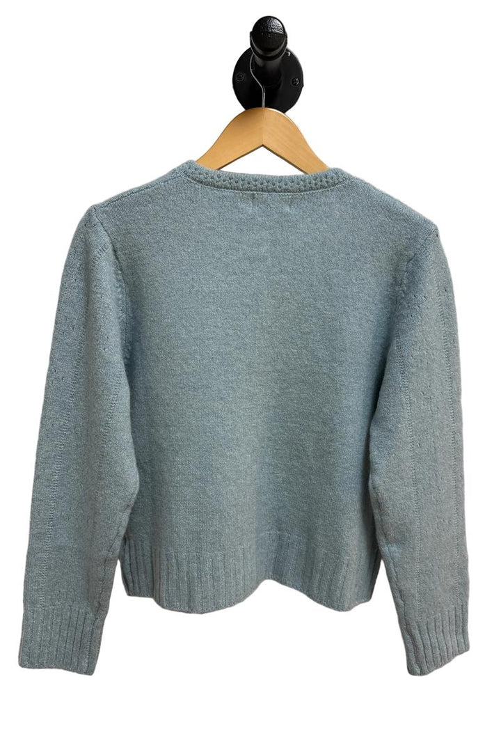 Urban Daizy - Lace Trim Wool Blend Cardigan in Pastel Blue