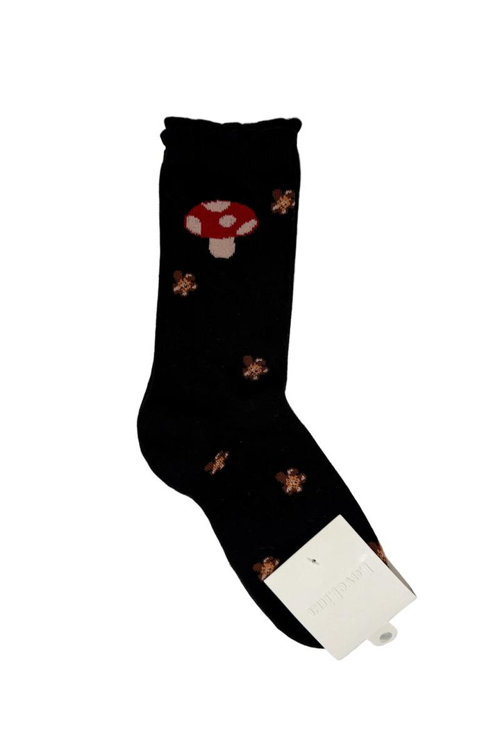 LoveLina - Mushroom Flower Socks in Black