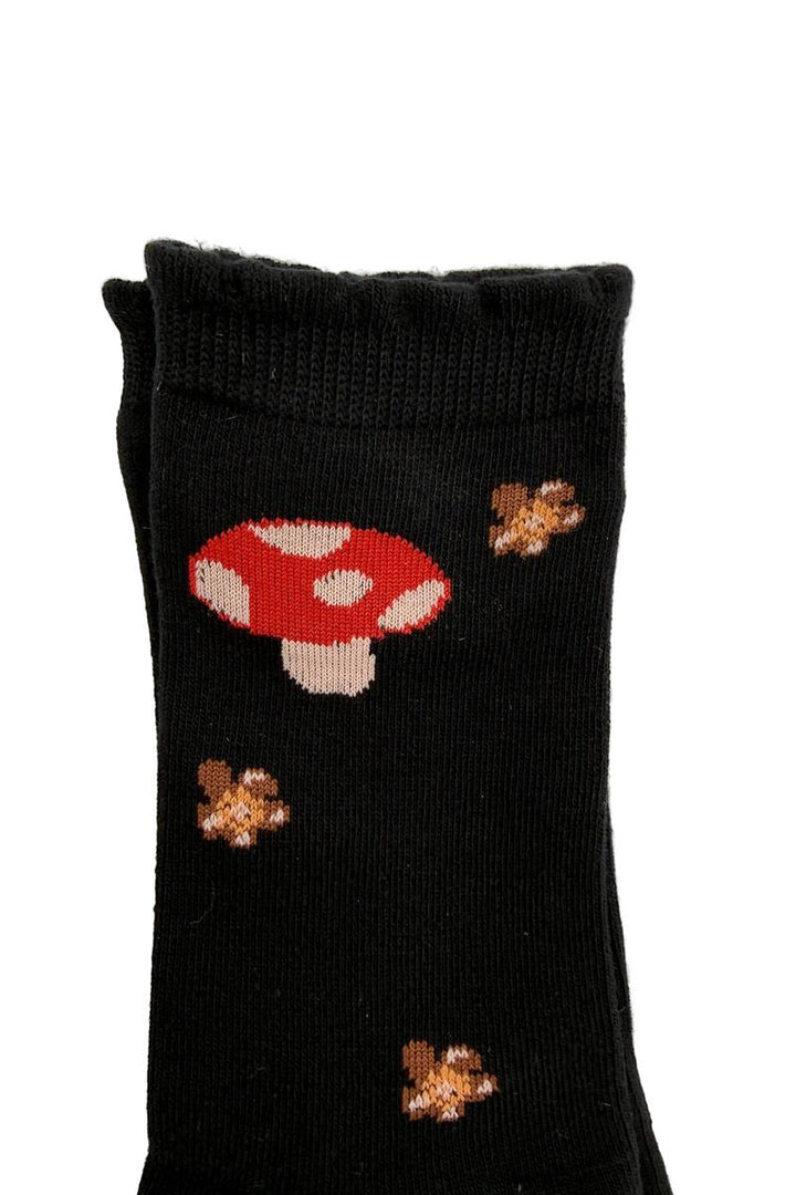 LoveLina - Mushroom Flower Socks in Black