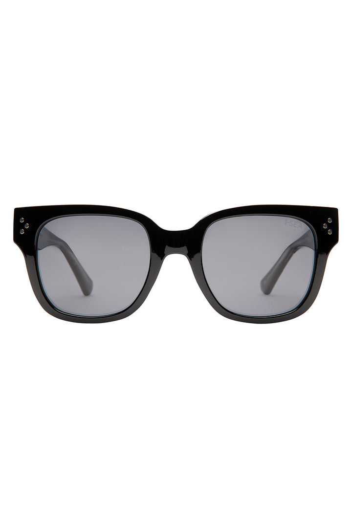 I-SEA - Indigo in Black Frames with Smoke Polarized Lenses