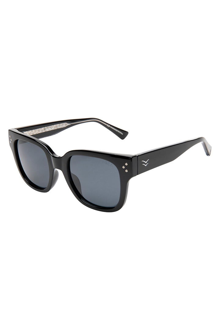 I-SEA - Indigo in Black Frames with Smoke Polarized Lenses