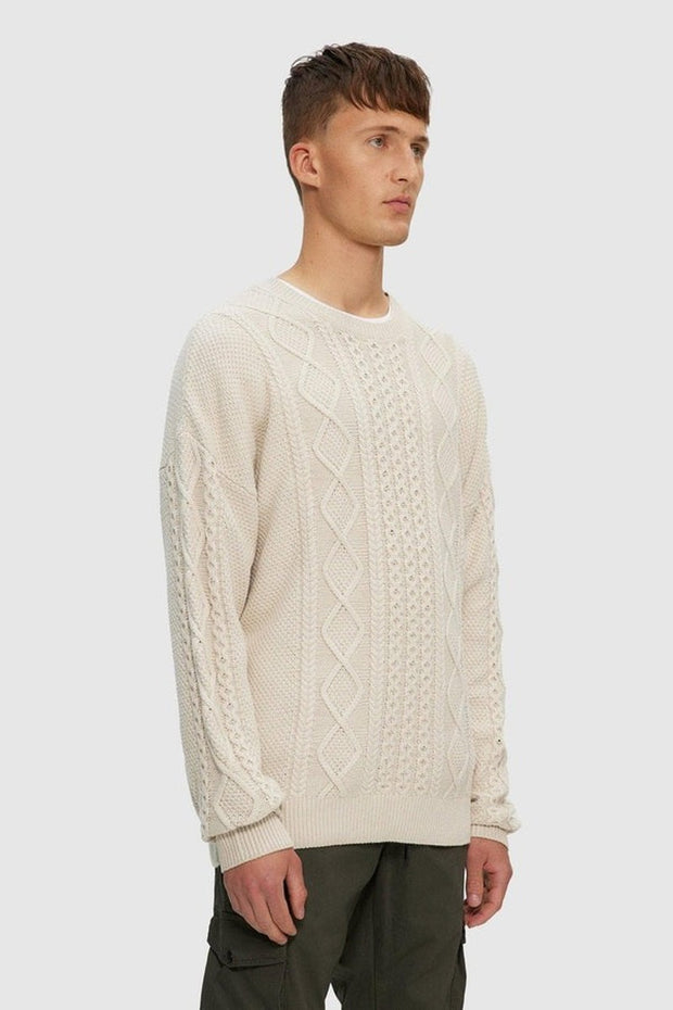 Kuwalla Tee - Cable Knit Sweater in Birch