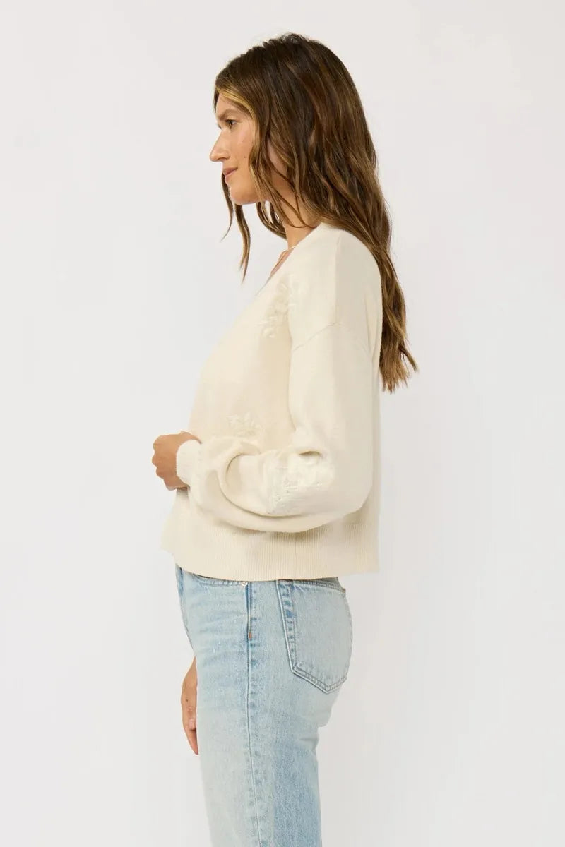 Lovestitch - Brinley Embroidered Sweater in Ivory