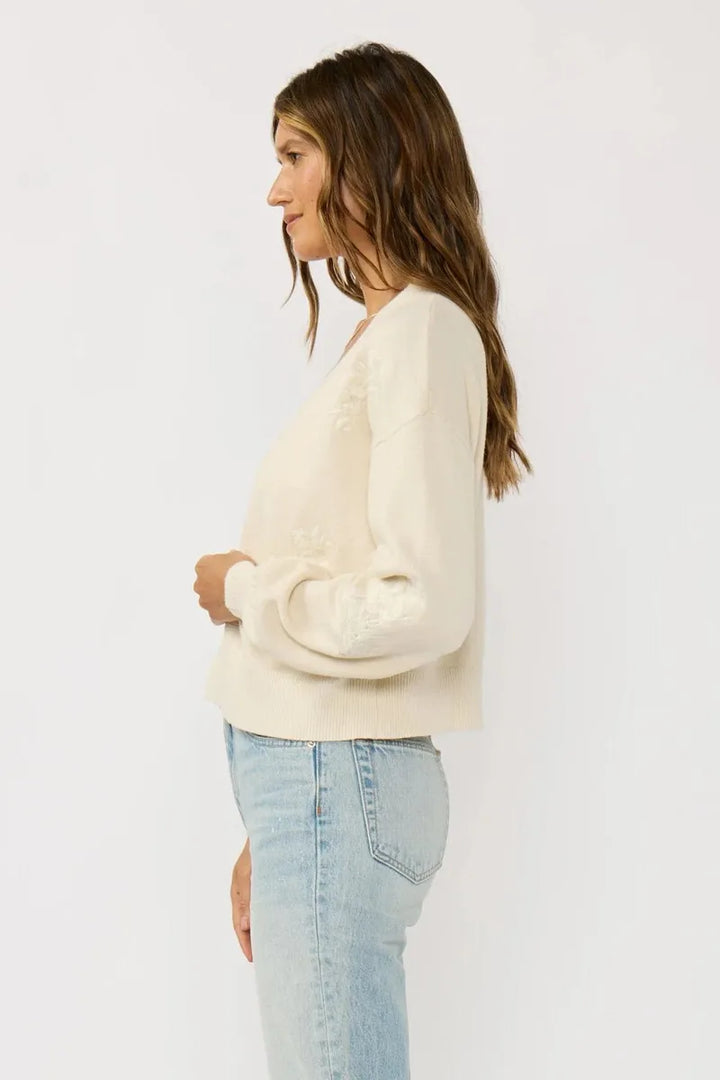 Lovestitch - Brinley Embroidered Sweater in Ivory