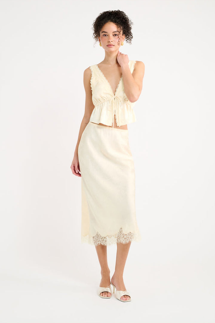 RUMORED - Lady Lace Top in Ivory Jacquard