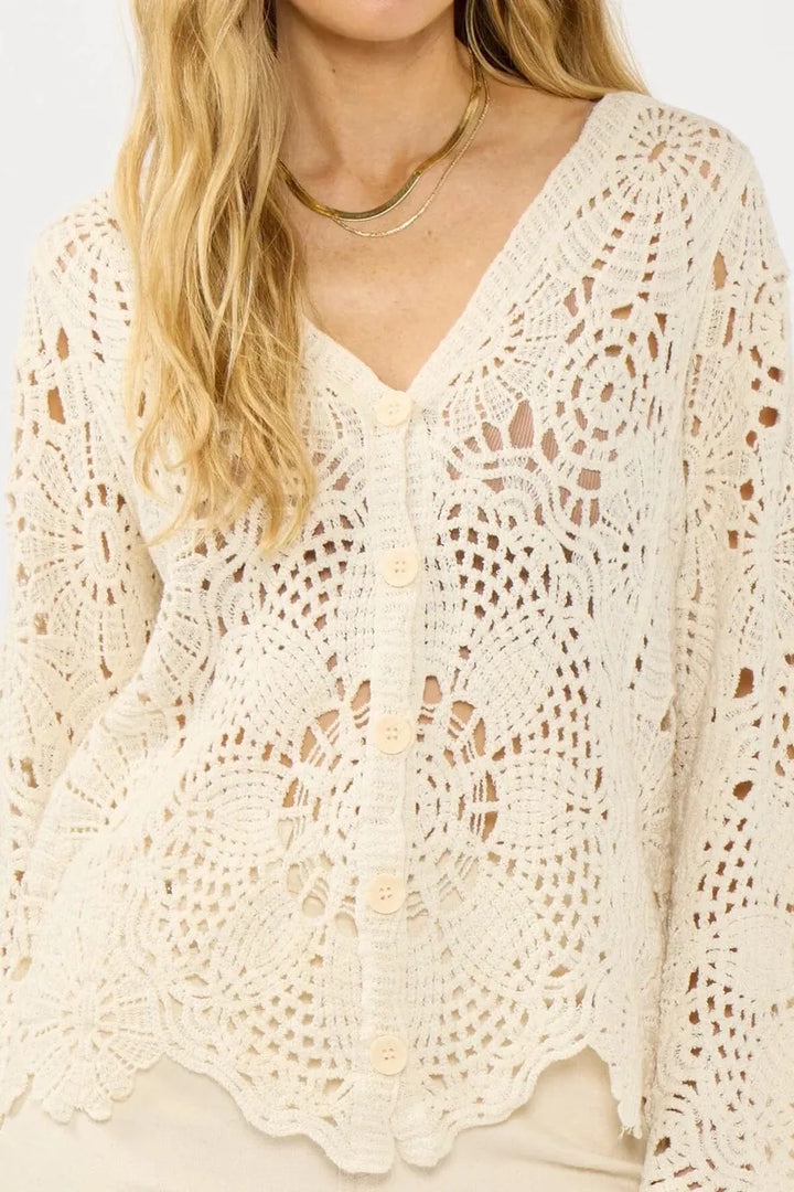 Lovestitch - Seabrook Crochet Cardigan in Natural