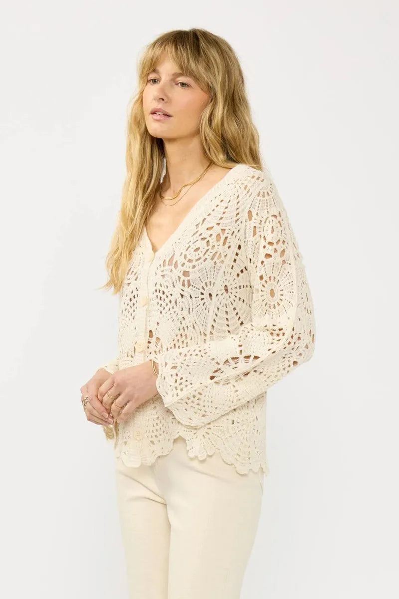 Lovestitch - Seabrook Crochet Cardigan in Natural