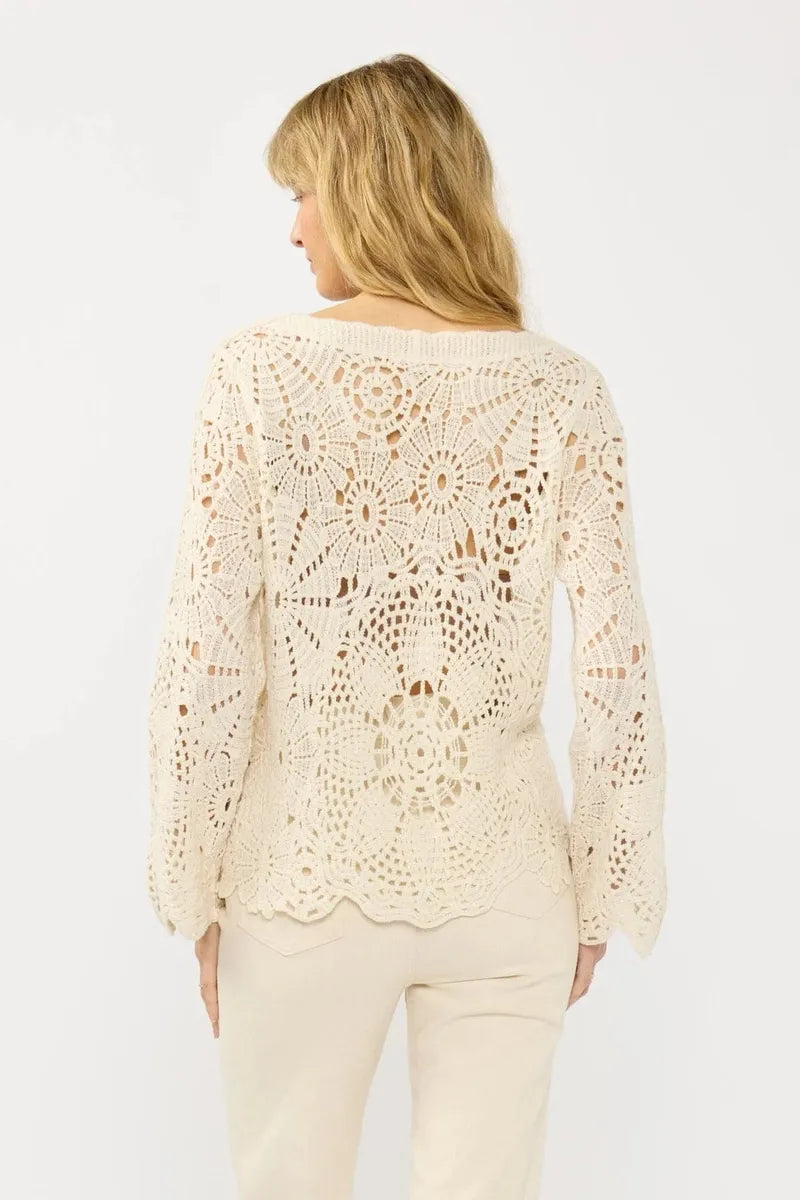 Lovestitch - Seabrook Crochet Cardigan in Natural