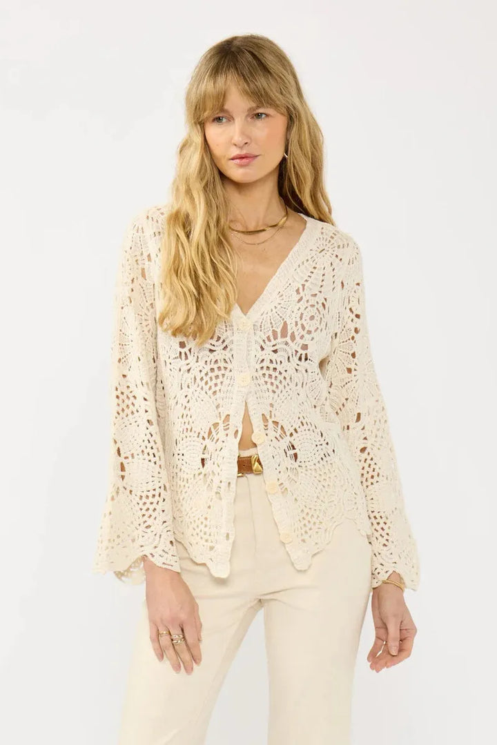 Lovestitch - Seabrook Crochet Cardigan in Natural