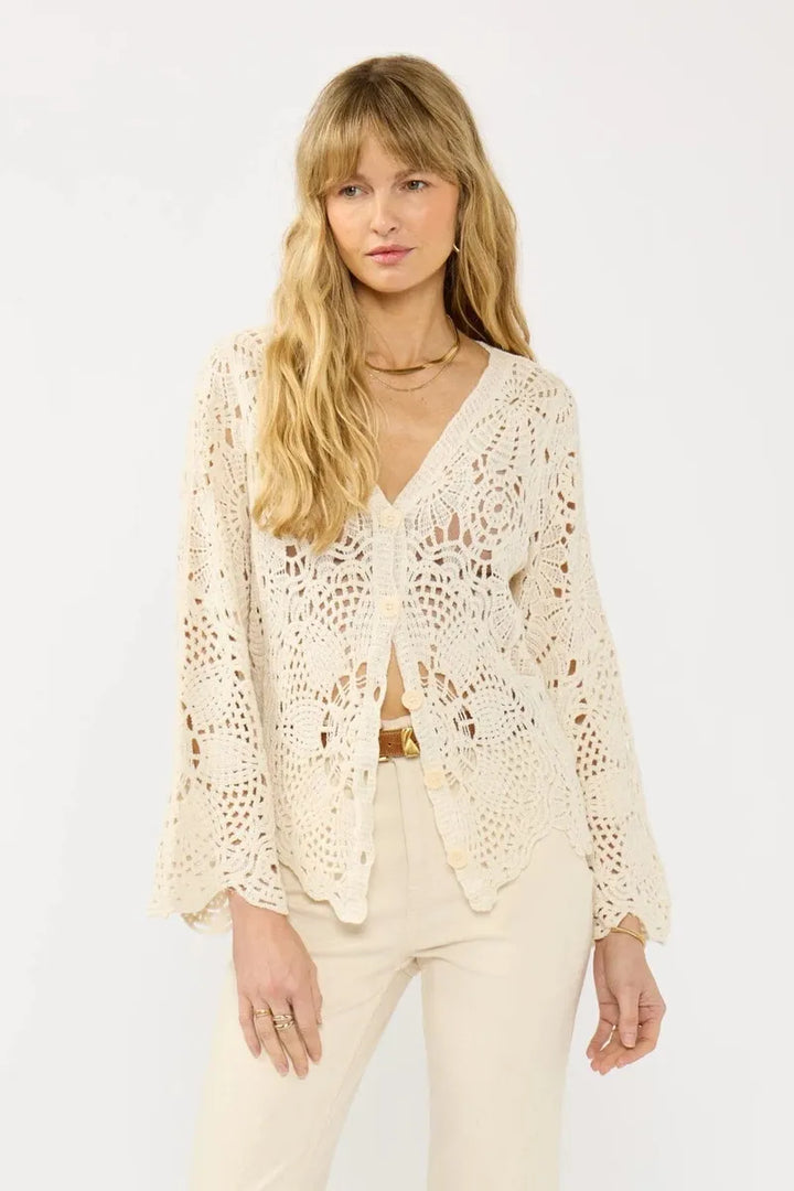 Lovestitch - Seabrook Crochet Cardigan in Natural