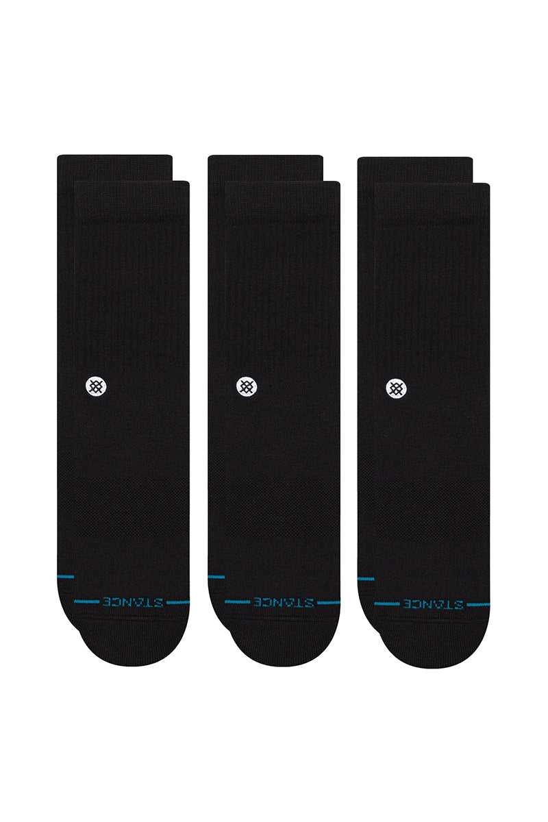 Stance - ICON Crew Socks in Black - 3 Pack