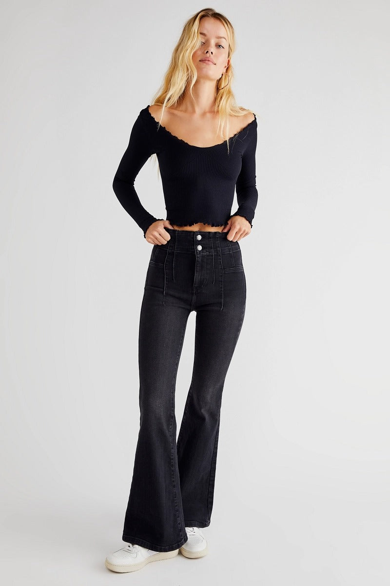 Free People - We The Free Jayde Flare Jeans in Onyx