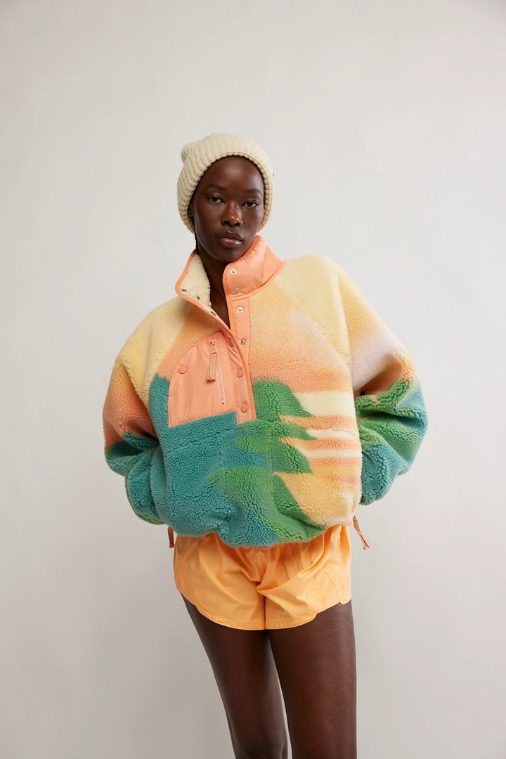 Free People Movement - Hit The Slopes Printed Pullover in Faded Horizon Combo