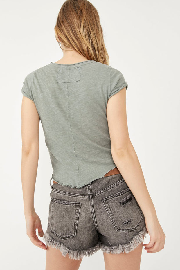 Free People - Care FP Be My Baby Tee in Washed Army