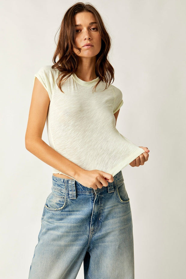 Free People - Care FP Be My Baby Tee in Lime Sorbetto