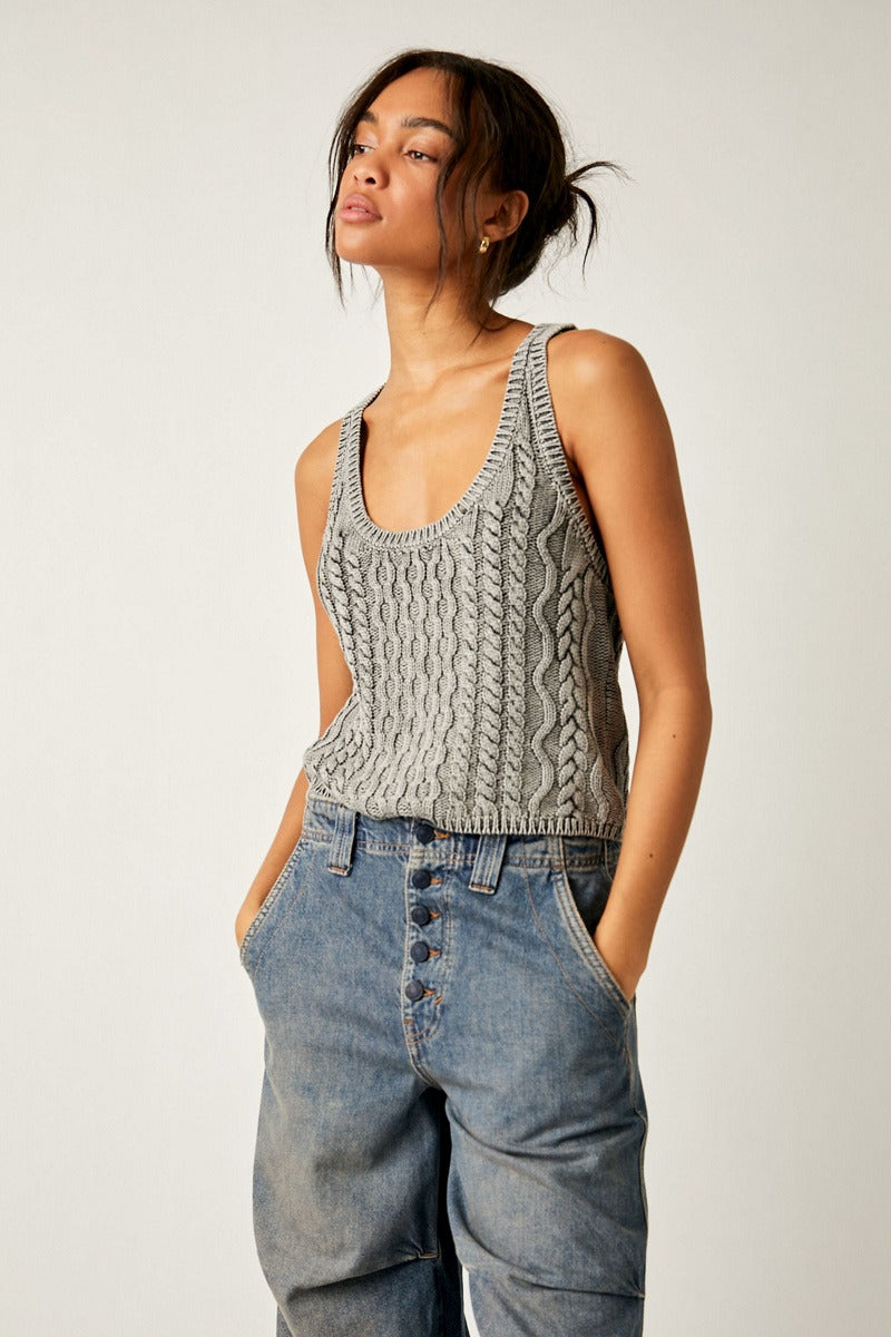 Free People - High Tide Cable Tank in Black