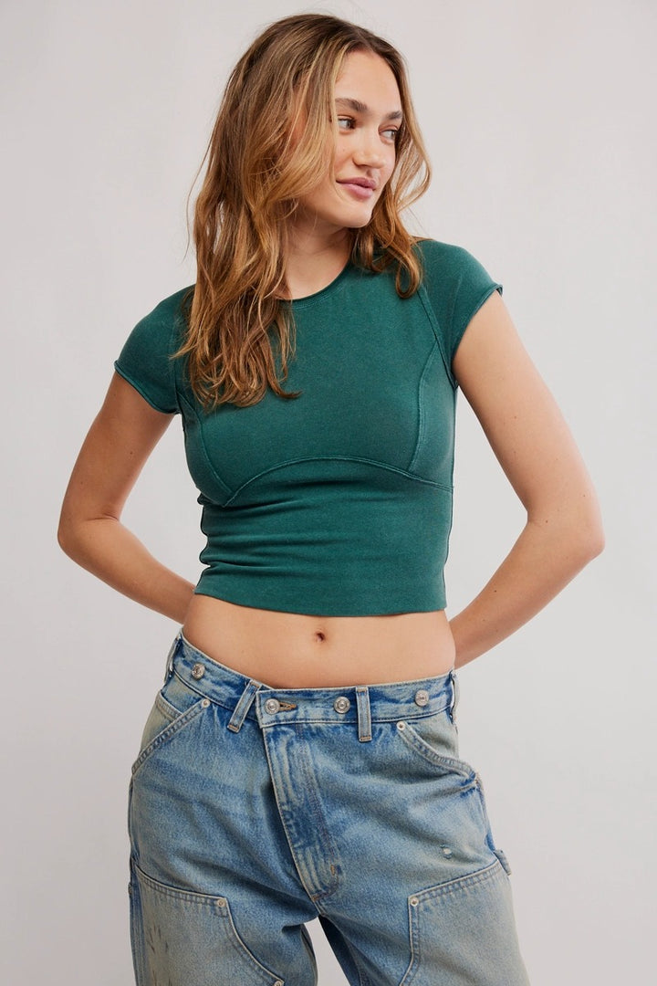 Free People - We The Free Protagonist Cropped Cap Sleeve Tee