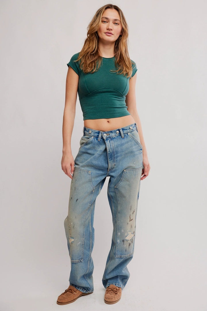 Free People - We The Free Protagonist Cropped Cap Sleeve Tee