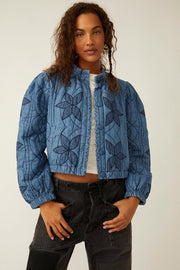 Free People - Quinn Quilted Jacket in Indigo Combo