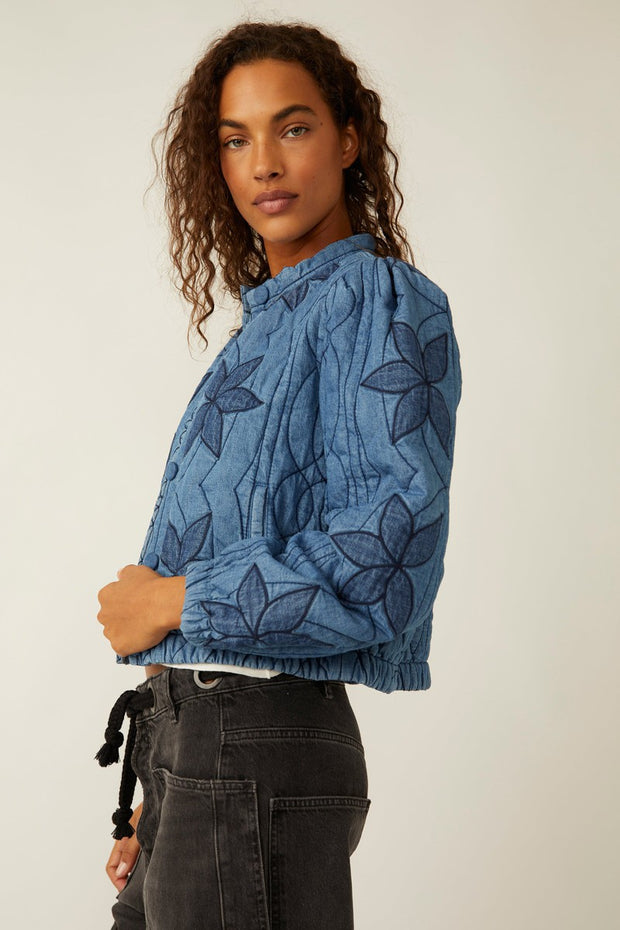 Free People - Quinn Quilted Jacket in Indigo Combo