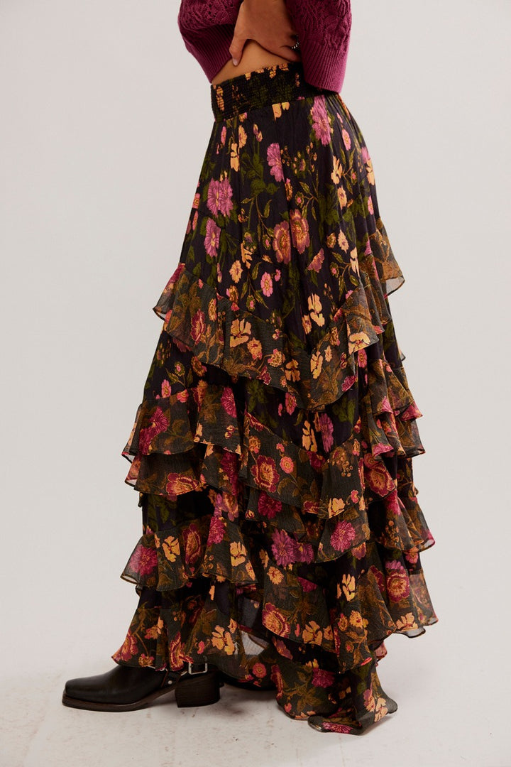Free People - Lolita Maxi Skirt in Washed Black Combo
