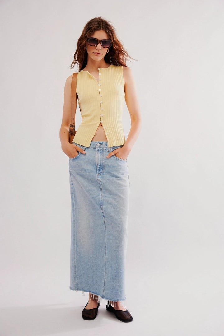 Free People - Tilly Vest in Mellow Yellow