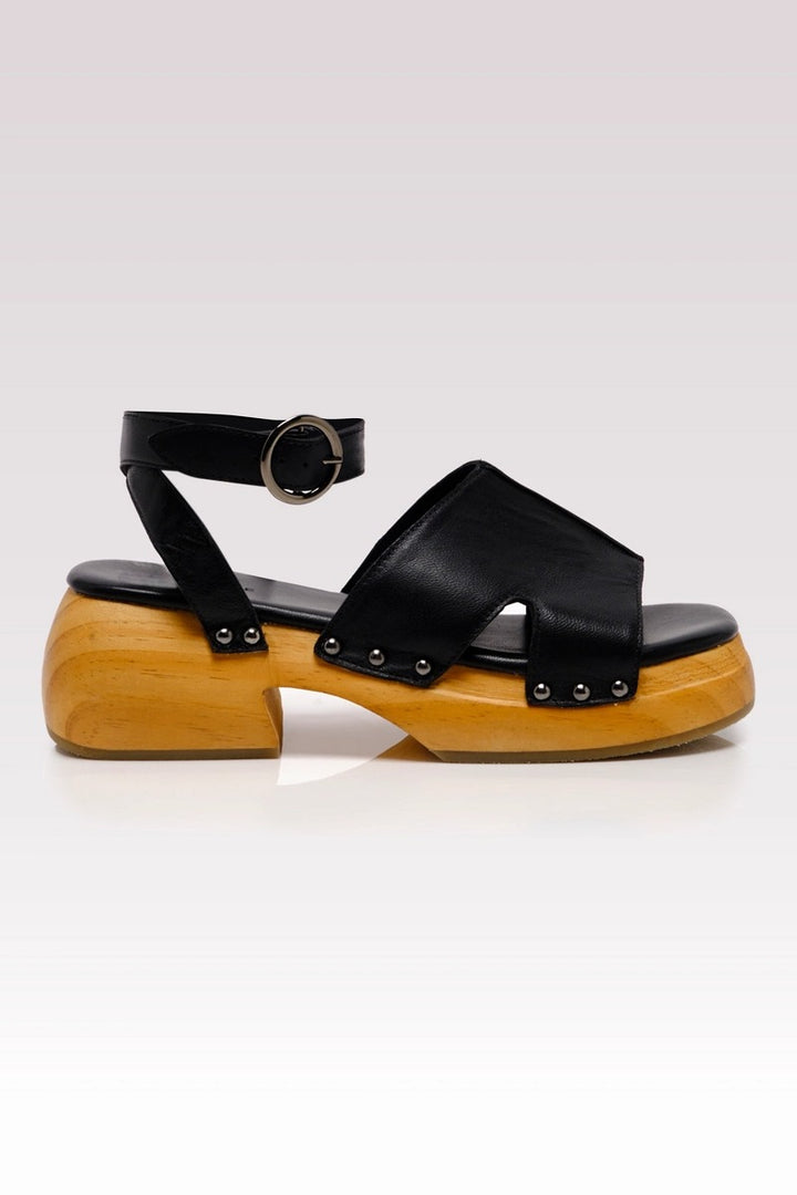 Free People - Carson Clog in Black Leather