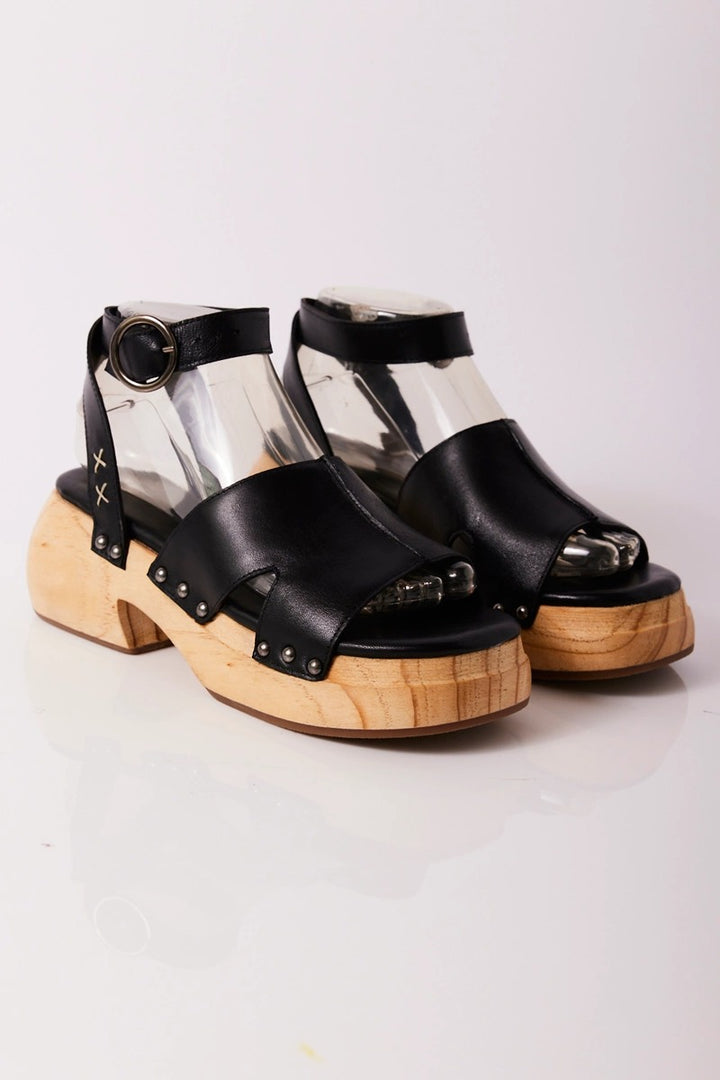 Free People - Carson Clog in Black Leather