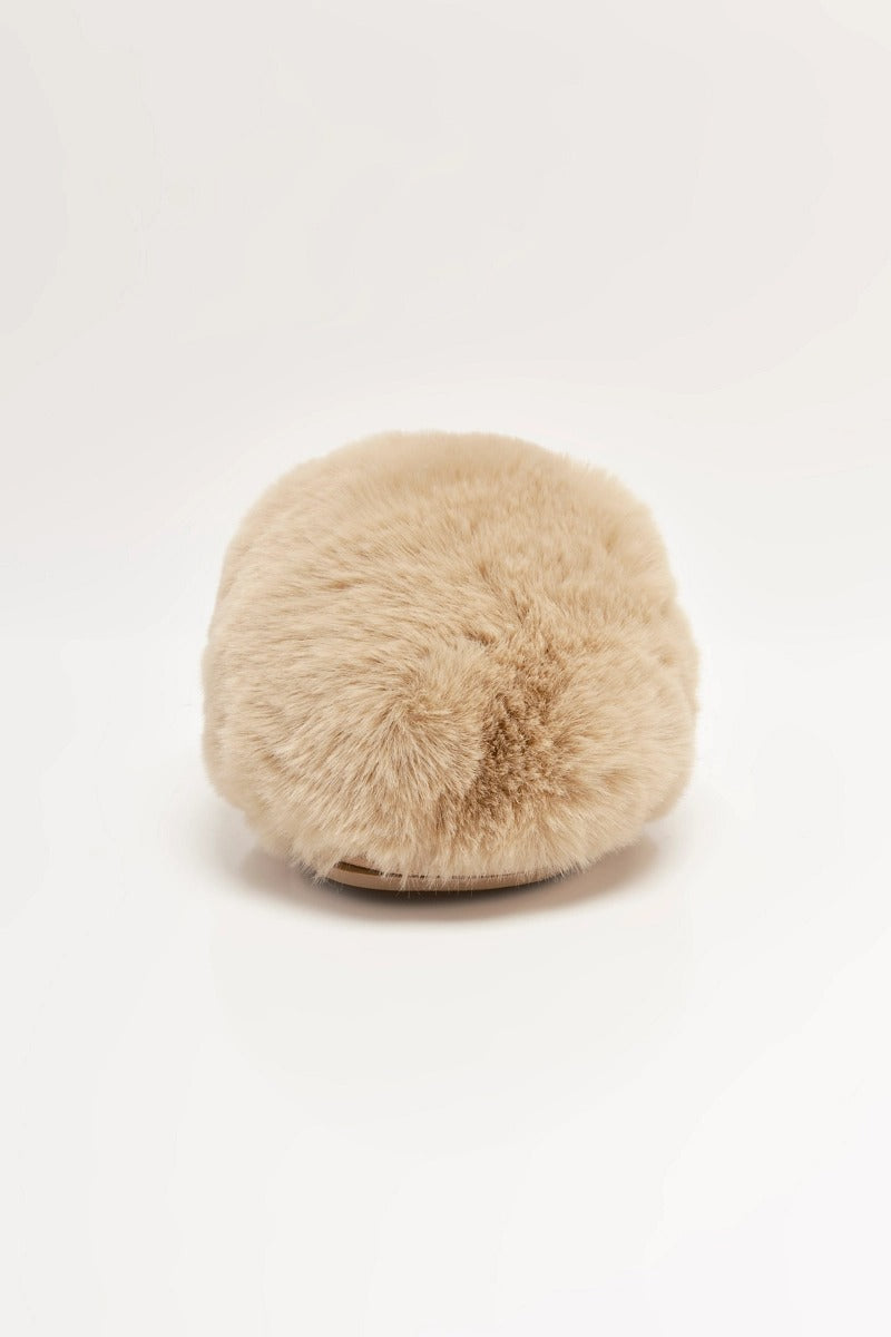 Free People - Snowball Slippers in Taupe Faux Fur
