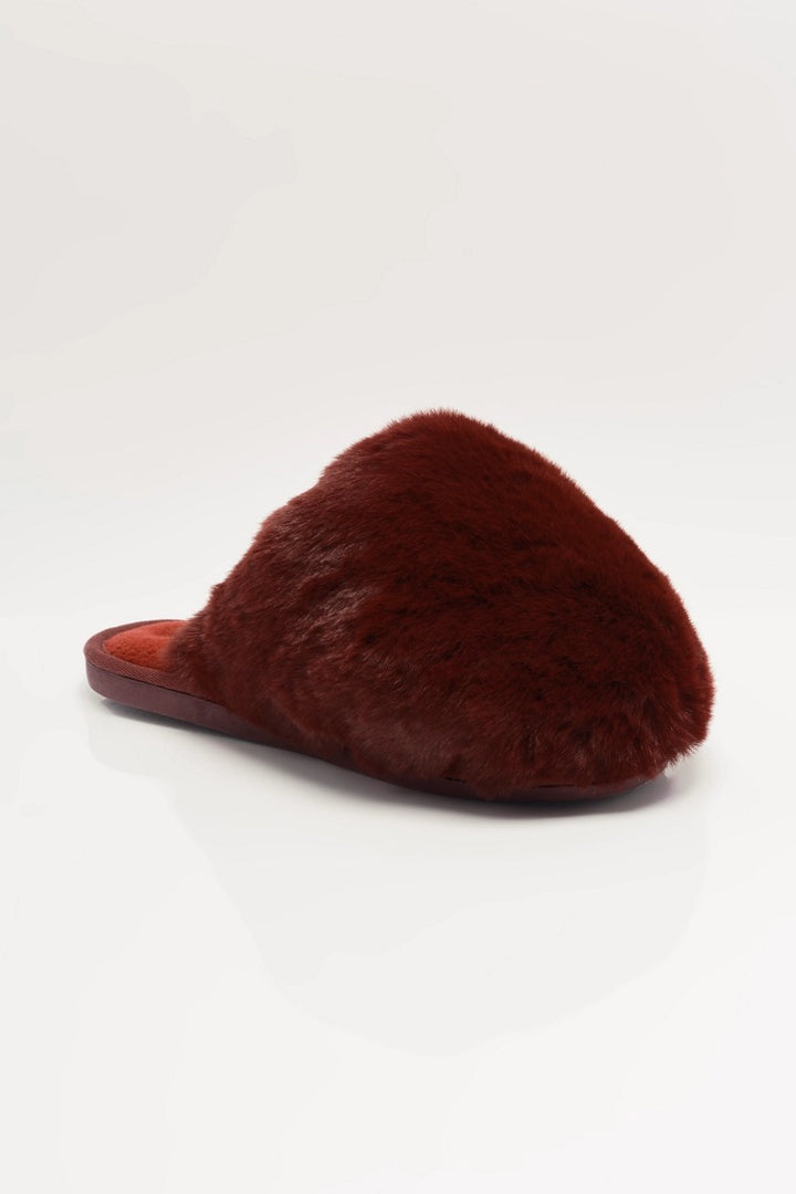 Free People - Snowball Slippers in Cabernet Faux Fur