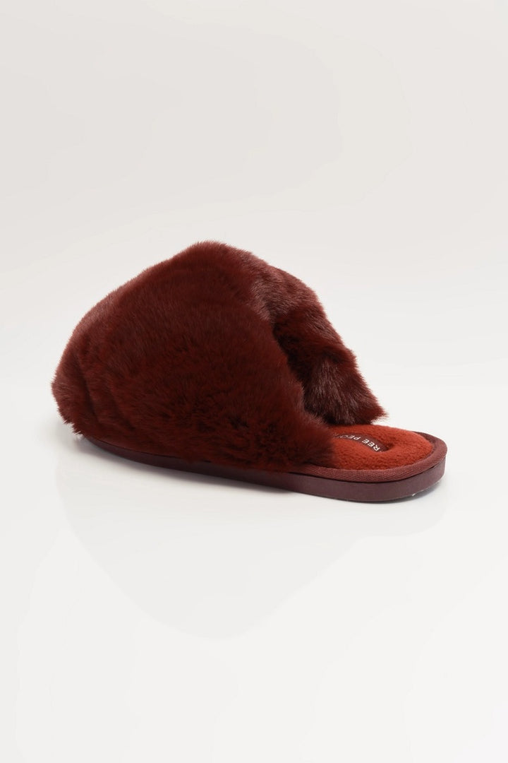 Free People - Snowball Slippers in Cabernet Faux Fur