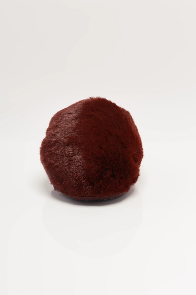 Free People - Snowball Slippers in Cabernet Faux Fur