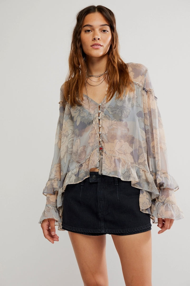 Free People - Day Dreaming Blouse in Stone Combo