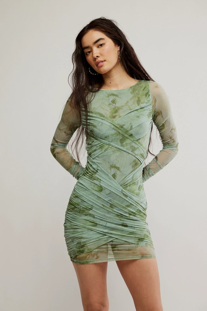 Free People - Katana Mini Dress in Sage Combo