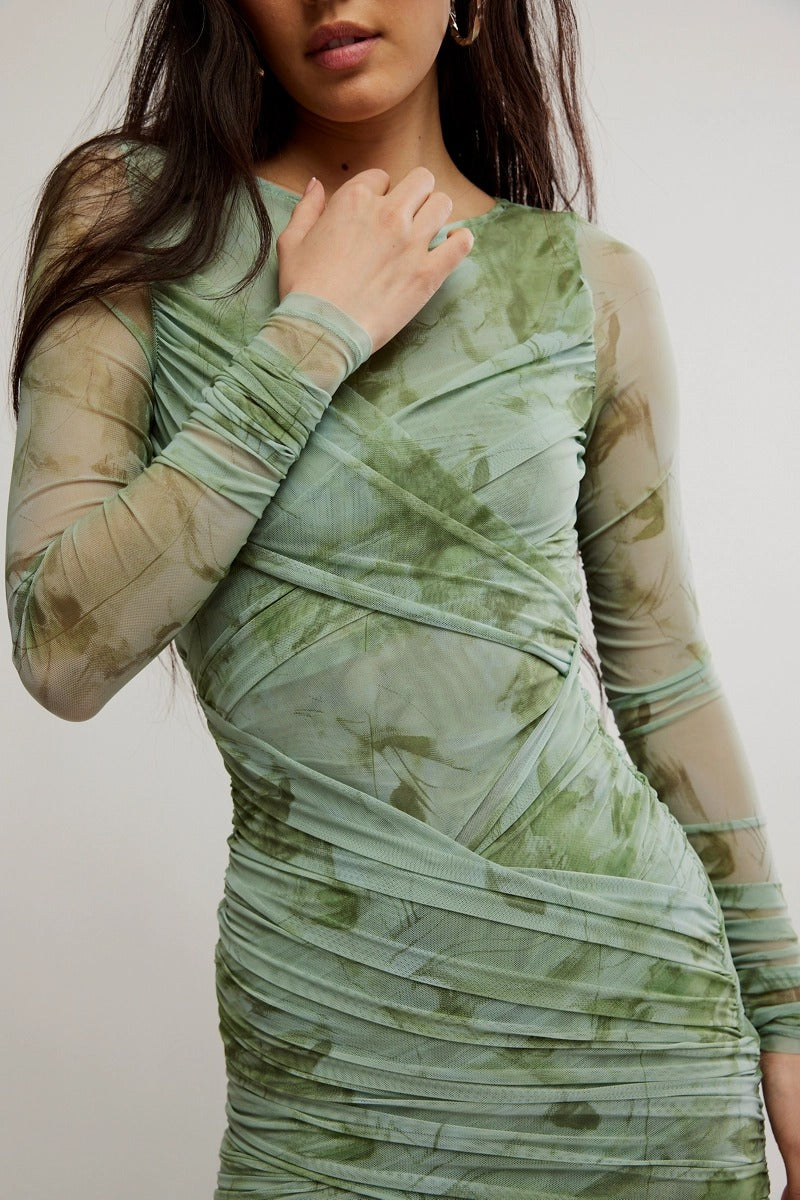free people green combo dress Free People Gold Rush Green Sequin Mini Dress In Emerald Combo