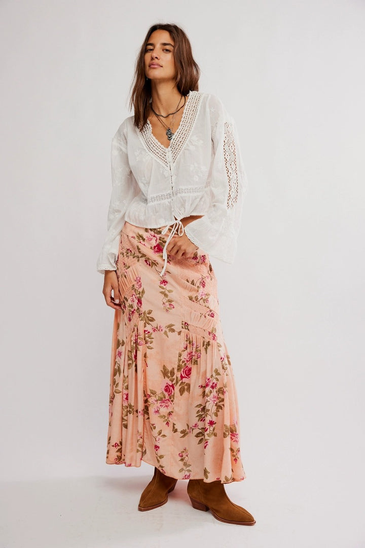 Free People - Rowan Maxi Skirt in Falling Floral-Mauve