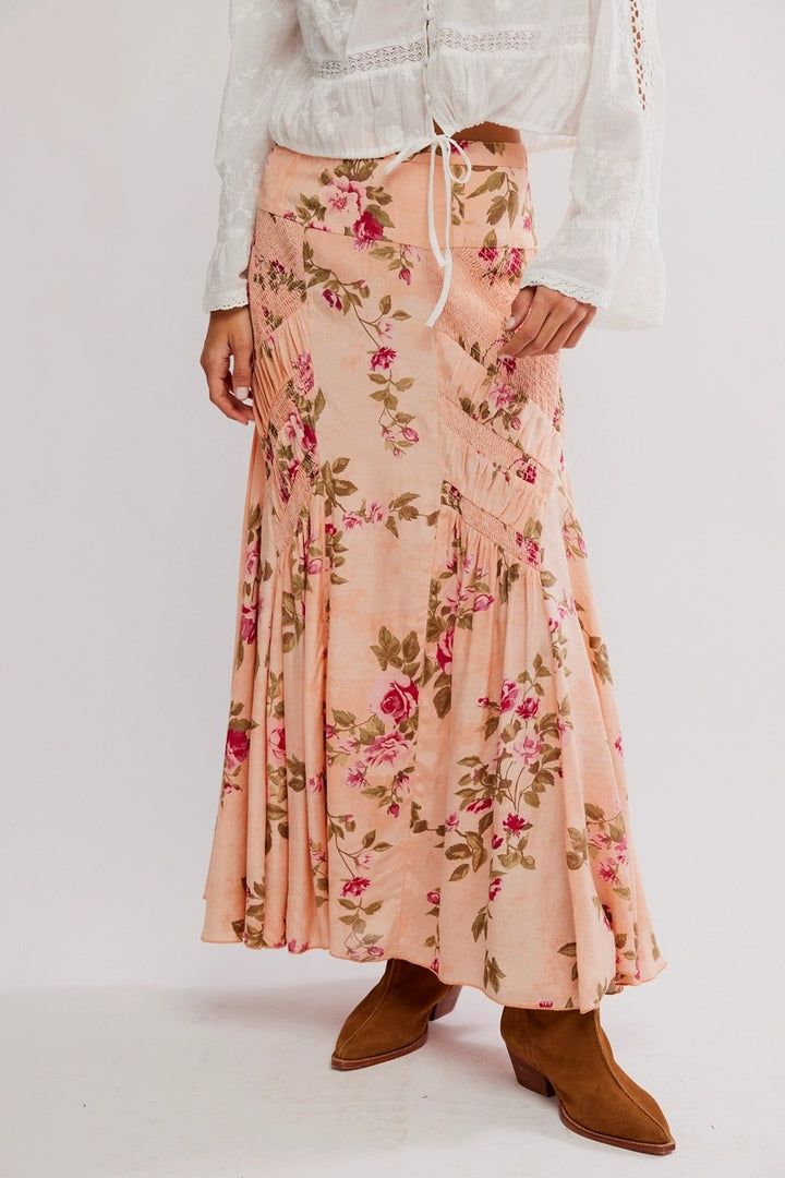Free People - Rowan Maxi Skirt in Falling Floral-Mauve