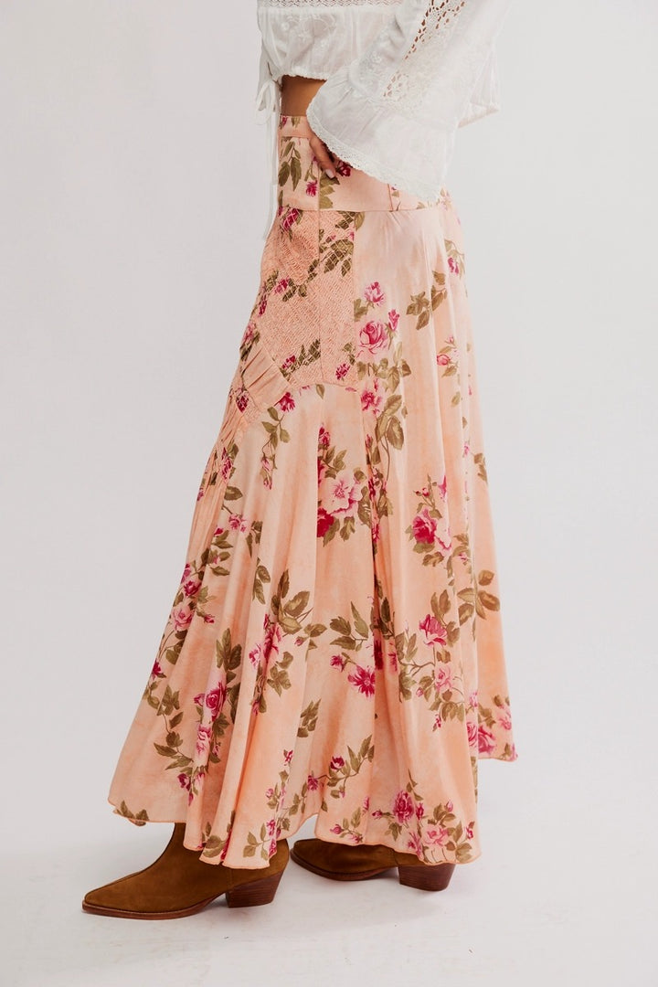 Free People - Rowan Maxi Skirt in Falling Floral-Mauve